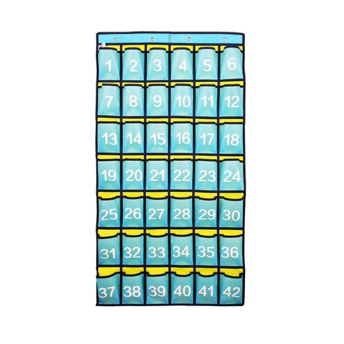 ANIZER Numbered Classroom Pocket Chart Hanging Organizer for Cell Phones Calculator Holders (42 Pockets)