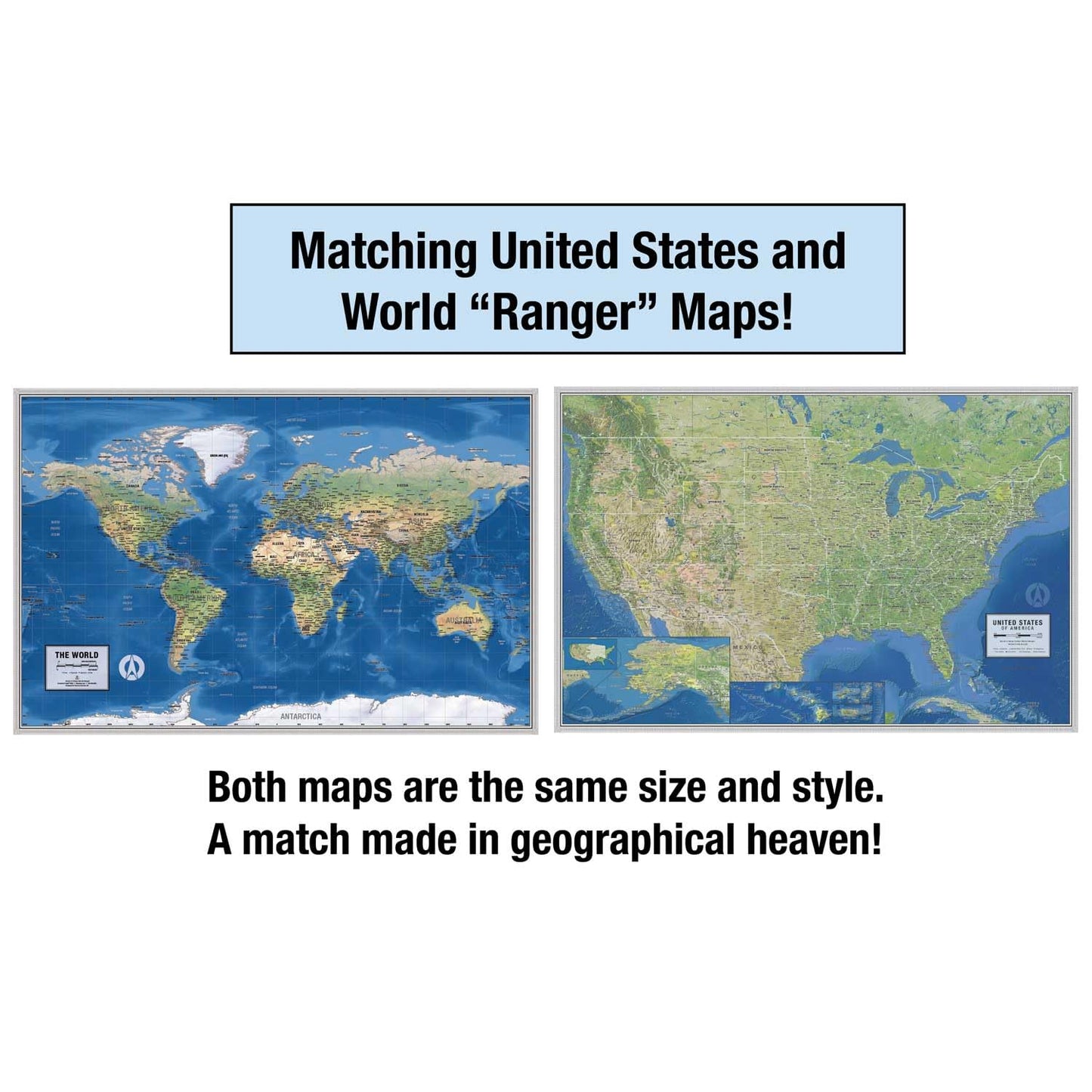 Laminated United States Ranger Map Poster | Physical Style Map | Includes The Most Legible Location Labels | 36” x 24” | Shipped Rolled in a Tube, Not Folded | Great for The Home, Office, or Classroom...