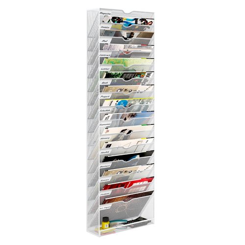 PAG-Mass Hanging Wall File Organizer,16-Tier Desk File Mail Holder, Paper Bill Organization For Office Home School, White