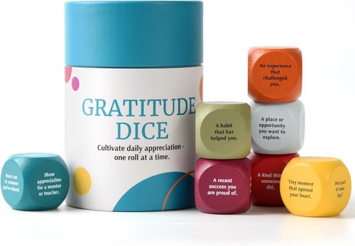 Gratitude Dice Set - Color-Coded Wooden Dice for Daily Reflection | Mindfulness & Self-Care Tool for Journaling, Therapy & Families