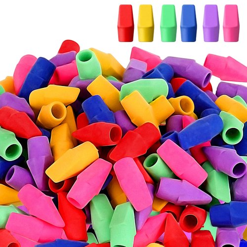 Fainne 1000 Pcs Pencil Eraser Caps Bulk Pencil Eraser Tops No Latex for Kids Rewards Gifts for Back to School Teacher Graduation Party Art Drawing Supplies(Bright Color)