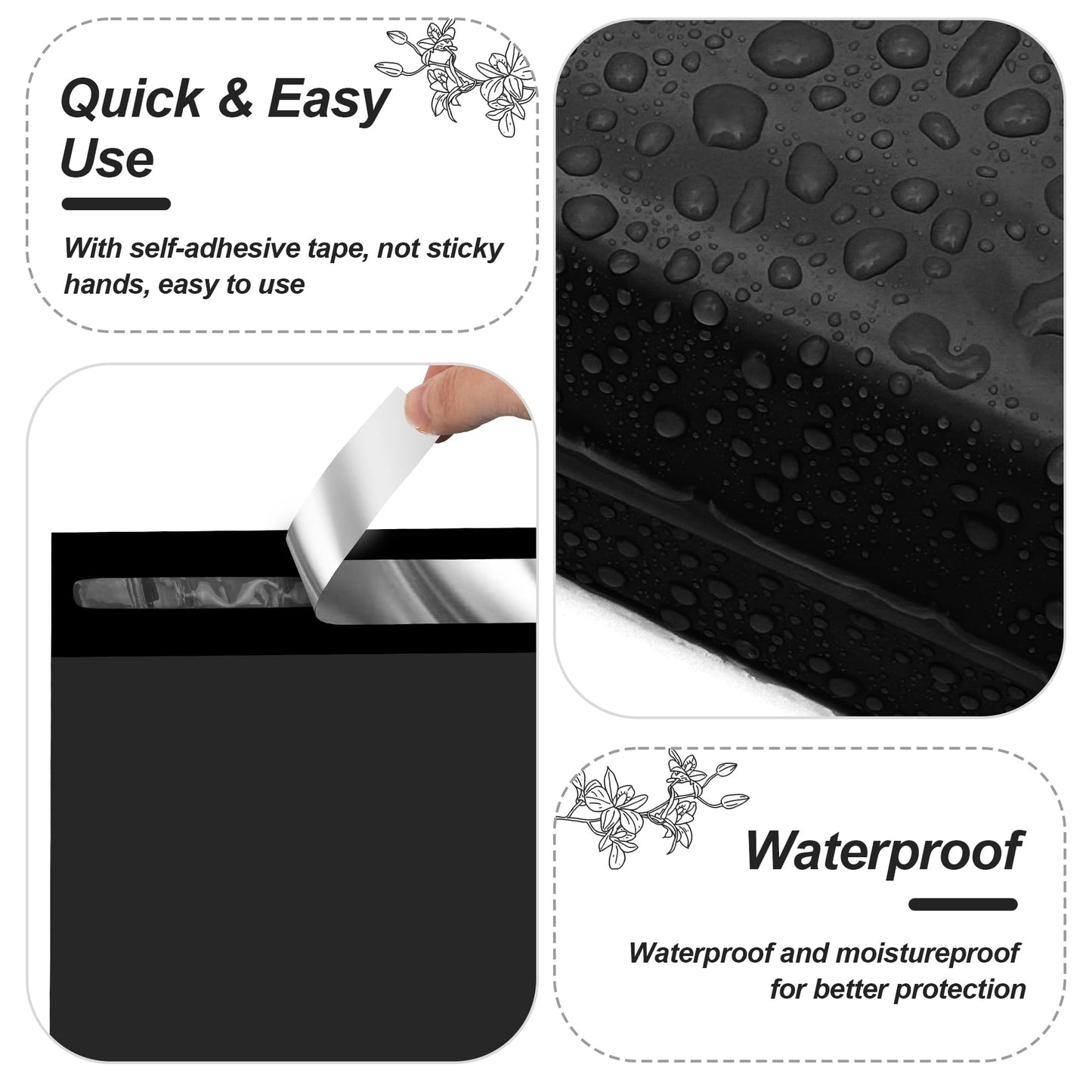 JinRuiKJ Thank You Poly Mailer 10x13 Inch 100 PCS, Shipping Bags for Clothing, Packaging Bags for Small Business, Strong Adhensive, Waterproof and Tear-Resistant Mailing Envelopes, Black