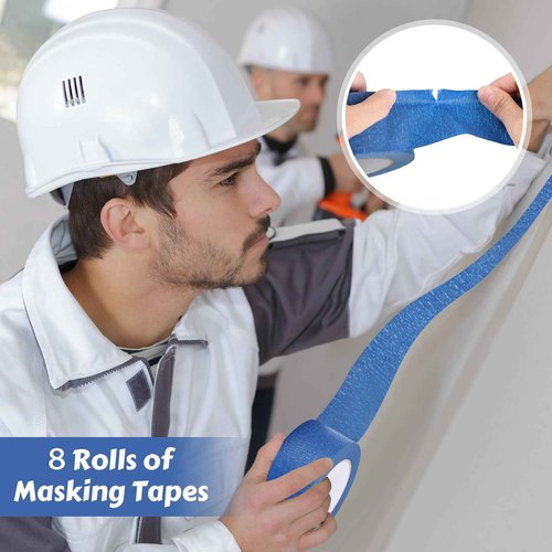Fainne 24 Rolls Blue Painters Tape Bulk Multi Pack Safe Paint Paper Masking Tape for Wall Painting Decoration Supplies (2 Inch X 55 Yards)