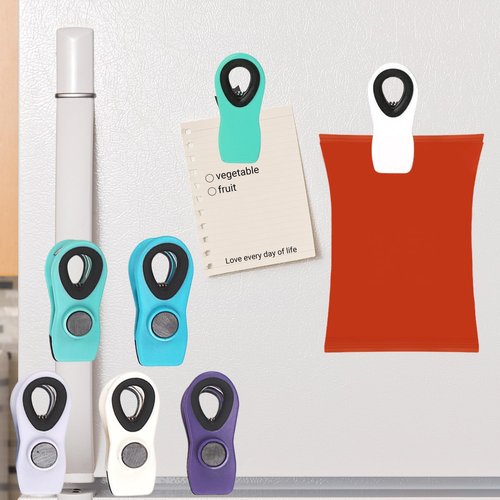 5-pcs Magnetic Snack Bag Clips, Reusable Food Storage Clips with Strong Seal - Leak-Proof Binder Clips for Chips, Cereal, Fridge & Pantry (Assorted Colors)