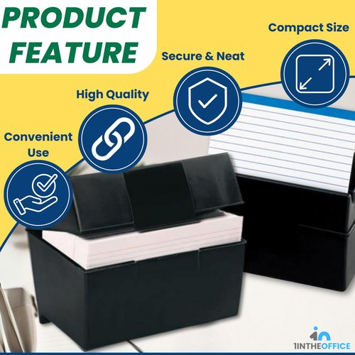 1InTheOffice Index Card Box 4x6 Index Card Holder 400 Capacity (2 Pack)