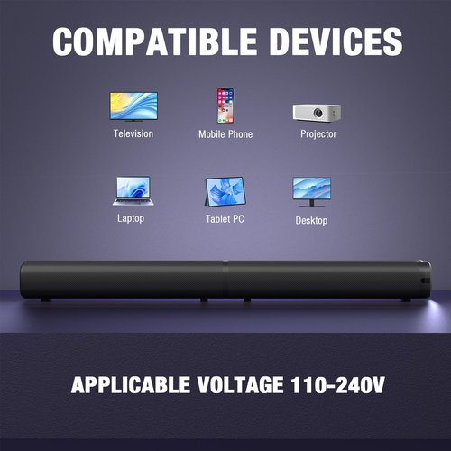 Yenjuty Sound Bar, 100W Sound Bar for Smart TV, Bluetooth 5.3 Soundbar, 2 in 1 Detachable Home Speaker Bass Effect, Home Theater Surround Sound, ARC/Optical/AUX/USB Connections, for TV/PC/Projectors