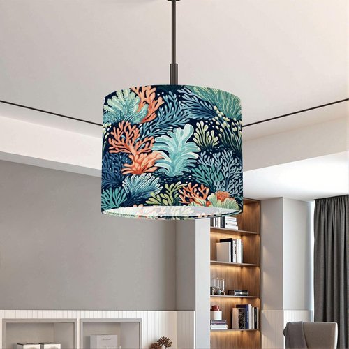 Coastal Lampshades Lamp Shades set of 2 Oceanic Exquisite Underwater Weave Coral Reef Pattern Light Shade for Table Lamps Floor Lamps Drum Lamp Shades Lampshade Replacement