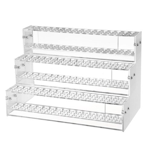 YWJLQH Makeup Paint & Brush Organizer Rack Pen Display Stand, Multi-Level Plastic Organization Rack Pencil Holder, Clear Pen Display Holder 3 Layer 144 Holes for Craft Shows