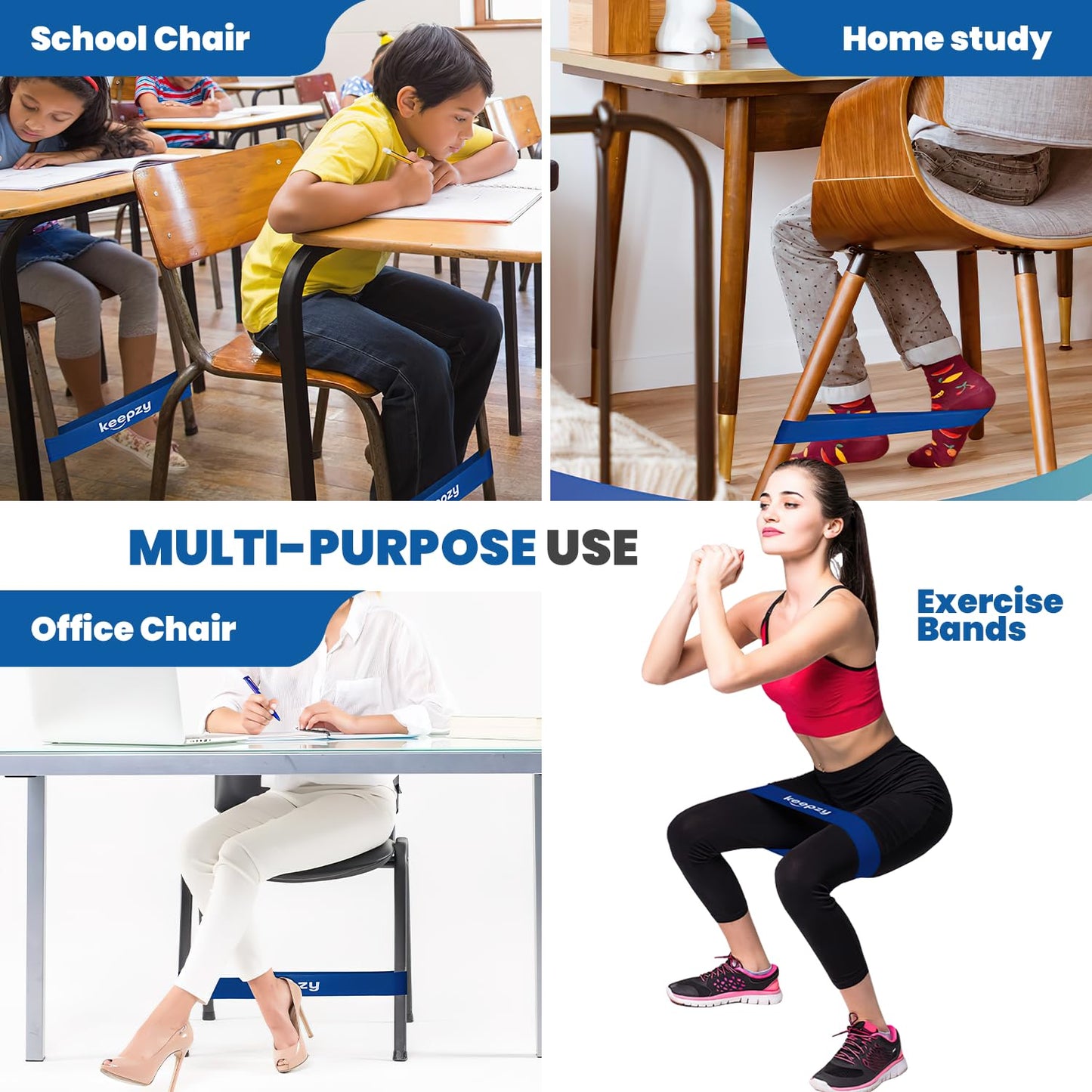12 Pack Chair Bands, Anti Slip Chair Bands for Kids with Fidgety Feet, ADHD Chair Bands for Classroom, Desk Bands for Student Desks, Sensory Chair Rubber Bands