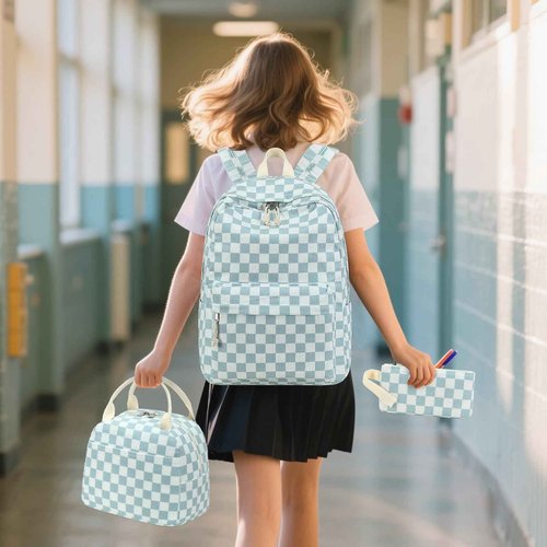 Bluboon School Backpack Set Girls Womens Laptop Bookbag Casual Daypack Fits 15 inch Laptop with Lunch Tote Bag and Pencil Bag