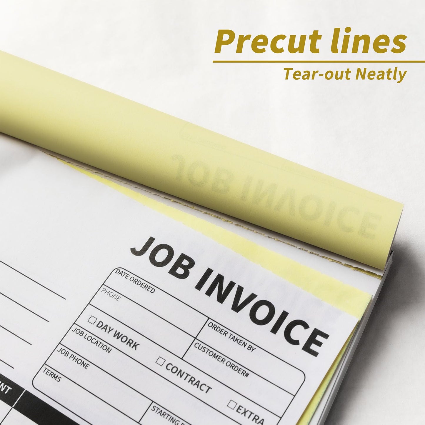 IMXYO Carbonless Work Order Forms,7.5 x 11 inches Invoices for Small Business,Sales Order Book with Backing Board, 2-Part Receipt with Carbon Copy, 50 Sets