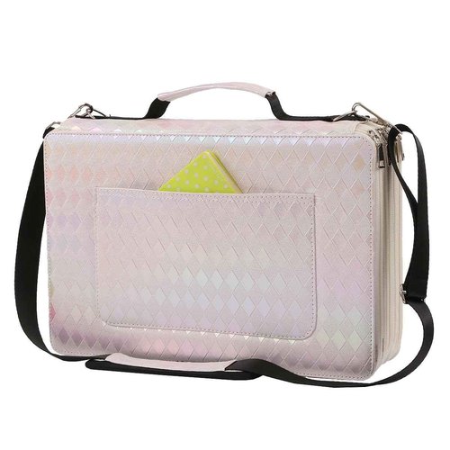 Lbxgap 500 Slots Colored Pencil Organizer PU Deluxe Leather Pencil Case Holder forWatercolor Pencils & Gel Pe（Pink，Large Slots）