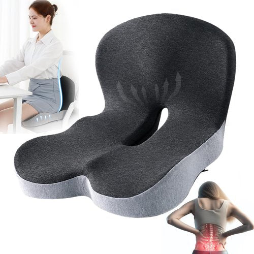 storeet Memory Foam L-Shaped Integrated Seat Cushions, L Shaped Seat Cushion for Car Driving, Butt Pillow with Back Support, Ergonomic Car Seat Cushion, Lumbar Cushion for Tailbone Relief (Dark Gray)
