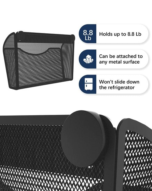 Vdamu 1-Tier Magnetic File Holder - No Drilling Installation File Organizer, Large Capacity Magnetic File Holder for Refrigerator, File Cabinets, Whiteboard, Office, Kitchen