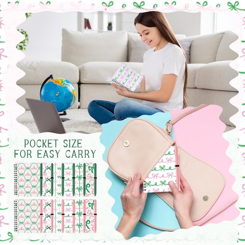 Resurhang 24 Pcs Princess and Witch Notebook Pen Pink and Green Party Favors Pink and Green Bow Ballpoint Pen Magical Crown 3.9 x 5.5 in Notebook Birthday Party Supplies Gift for Friend Office School