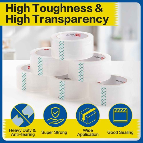 deli Heavy Duty Packing Tape 36 Rolls, Clear Packing Tape for Shipping Packaging Moving Sealing, 2.7mil Thick, 2 inches Wide, 65 Yards Per Roll, 2340 Total Yards