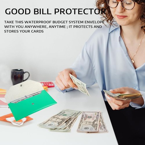 BLMHTWO Cash Wallet - Reusable Leather Envelope for Budgeting & Billing | Light Green