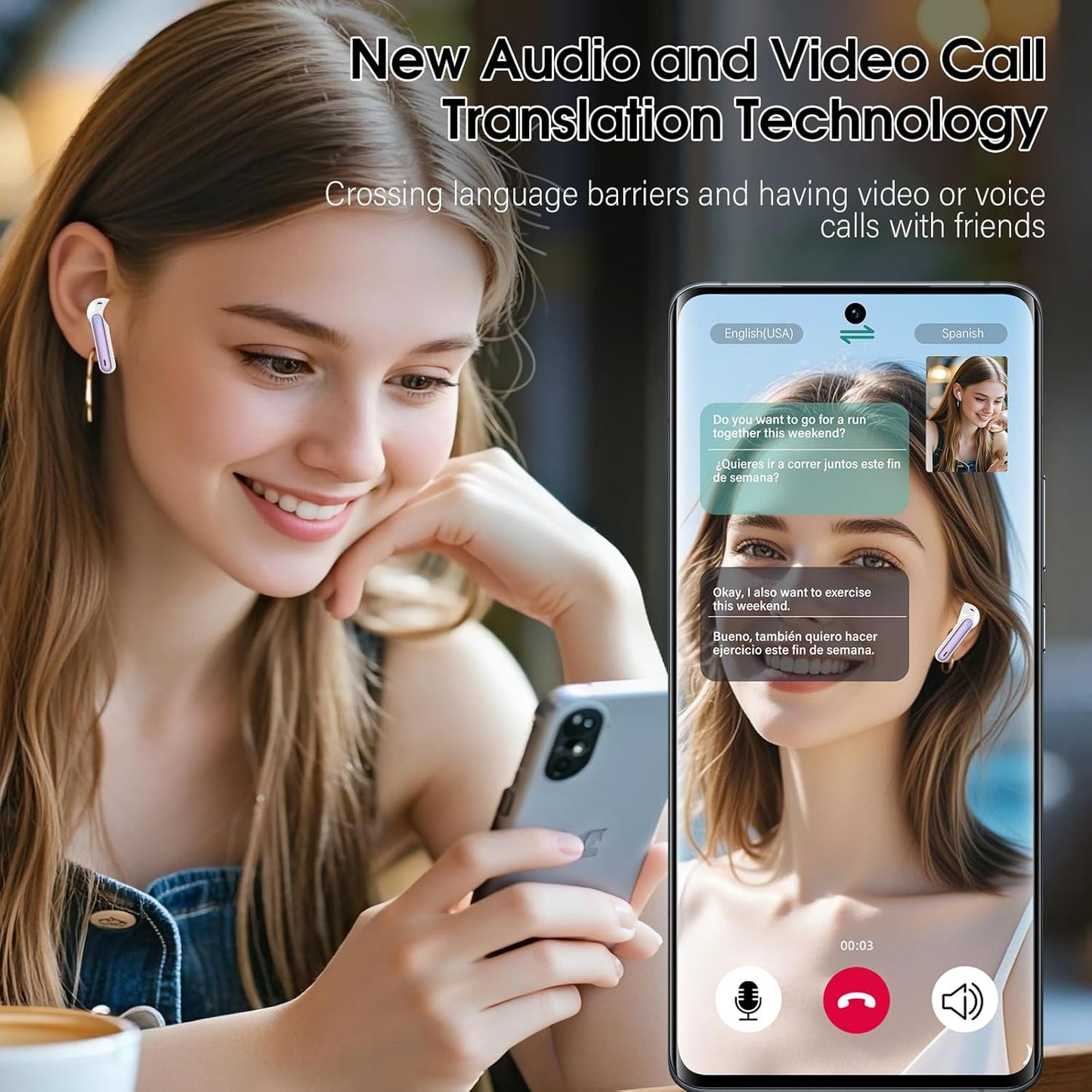 Taro Translation Earbuds - Real-Time Simultaneous Interpreter with 6 Modes & 164 Languages | Taro Purple