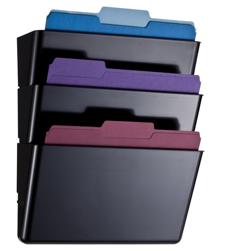 Officemate Letter Size Wall File, Recycled, Black (26092), 14.5" x 13" x 4.1", Set of 3