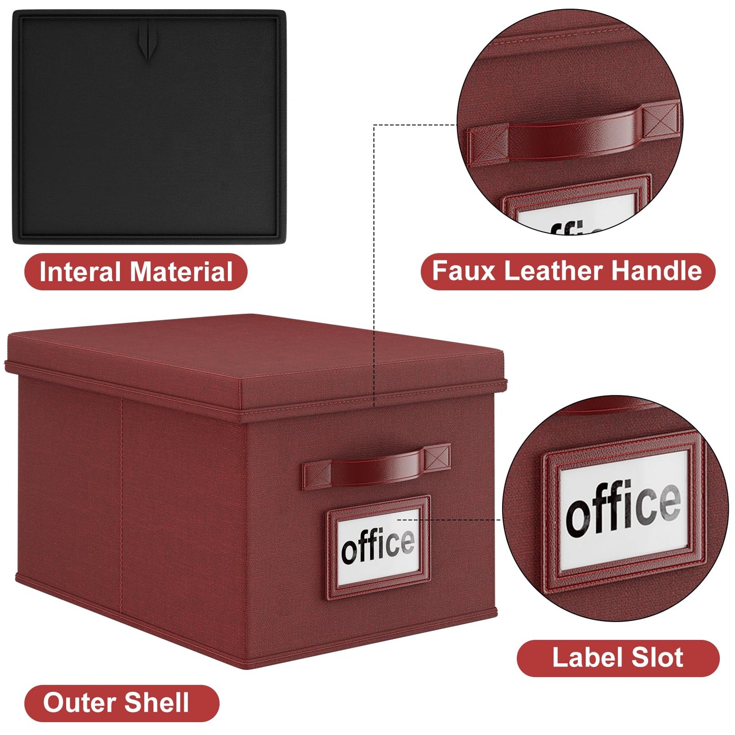 Huolewa Upgraded File Organizer Boxes Set of 2, File Boxes with Lids, Linen Hanging File Organizer Boxes for Letter/Legal File Folder Storage, Document Organizer, Filing Boxes Cabinets for Office/Home