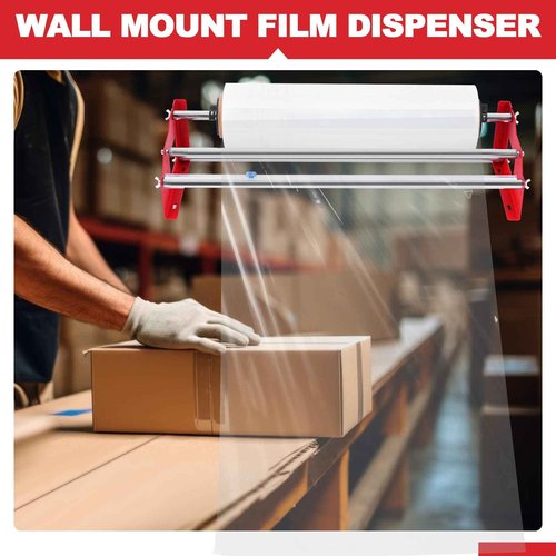 Consfly 23.6 inch Table Stretch Film Dispenser, Wall Mount Stretch Film Packing Machine, Manual Cling Wrap Roll Dispenser with Cutter for Packaging, Moving and Shipping