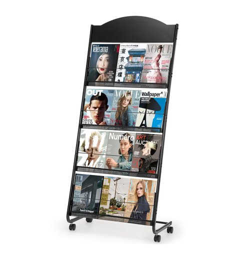 Magazine Rack Floor, Literature Display Rack Brochure Stand for Offices, Trade Show Exhibitions Office Retail Store (Black)
