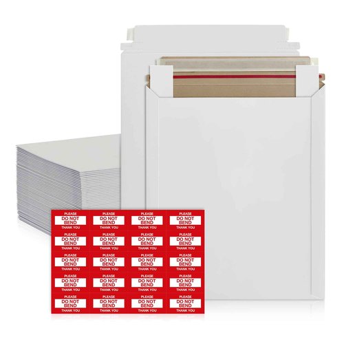 Rigid Mailers 9x12 Inches with 200 Side Strips for Extra Protection from Bending - 100 Pack – Self Adhesive with tear strip for Documents, Photos, CDs, Magazines, and Literature