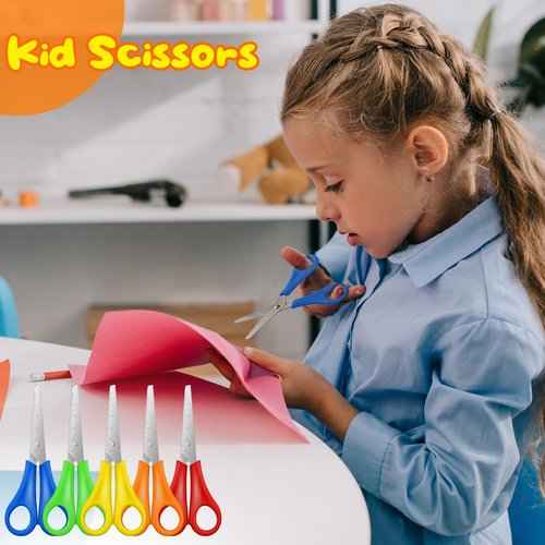 100 Pcs Kids Safety Scissors, Blunt Tip, Stainless Steel, 5" for School, Office, Craft Projects