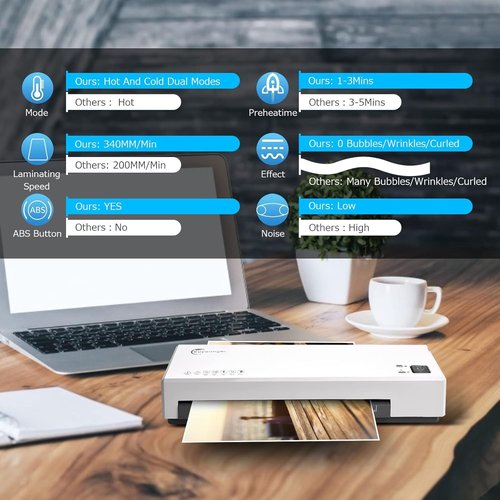 Buyounger Laminator Machine with 40 Laminating Sheets, A4 Laminator Thermal and Cold with Paper Trimmer & Corner Rounder, 9-Inch Laminating Machine for Home School Office