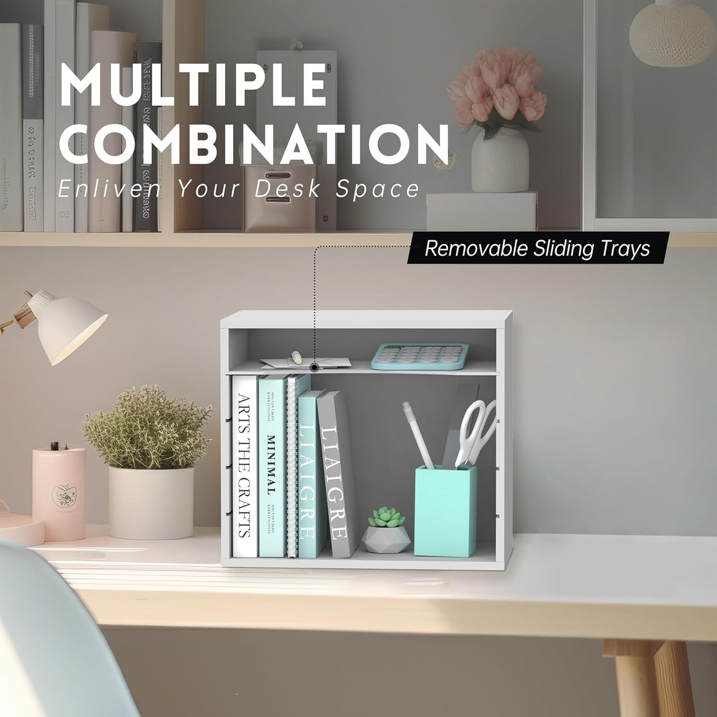 SUPEASY Wood Desk Organizer - 5-Tier Paper File Sorter for Office & Home | Elegant White Design