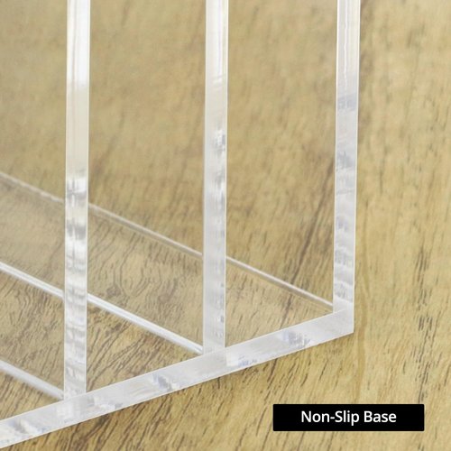 QWORK 9 Compartments Clear Desk Mail Organizer, Acrylic Office Document Sorter, Transparent Stepped Design, Non-Slip Base for Office, Home, School Desktop Organization