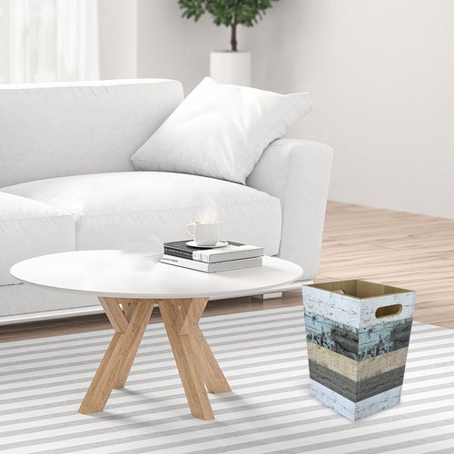 CMINAUS 2 Pack 1.5/2.5 Gallons Wood Trash Can Set Rustic Style Wastebasket with Handles Farmhouse Rectangular Garbage Can Waste Basket Small Trash Bin for Bedroom, Bathroom, Kitchen, Office