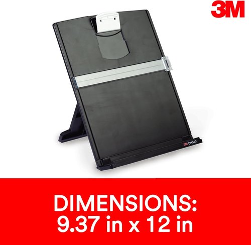 3M Desktop Document Holder - Adjustable Clip for Portrait & Landscape Viewing | Holds Up to 150 Sheets, Black