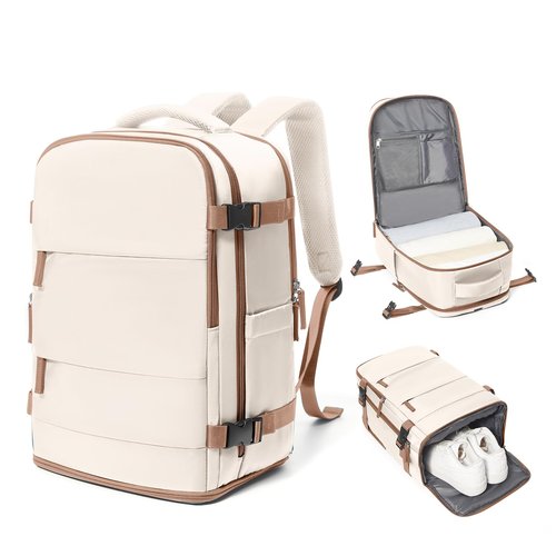 coowoz Travel Backpack Carry On for Women Man Gym Backpacks with Laptop Compartment Mochila de Viaje Teacher Personal Item Backpack Airplane Accessories Must Haves Beige Brown Small