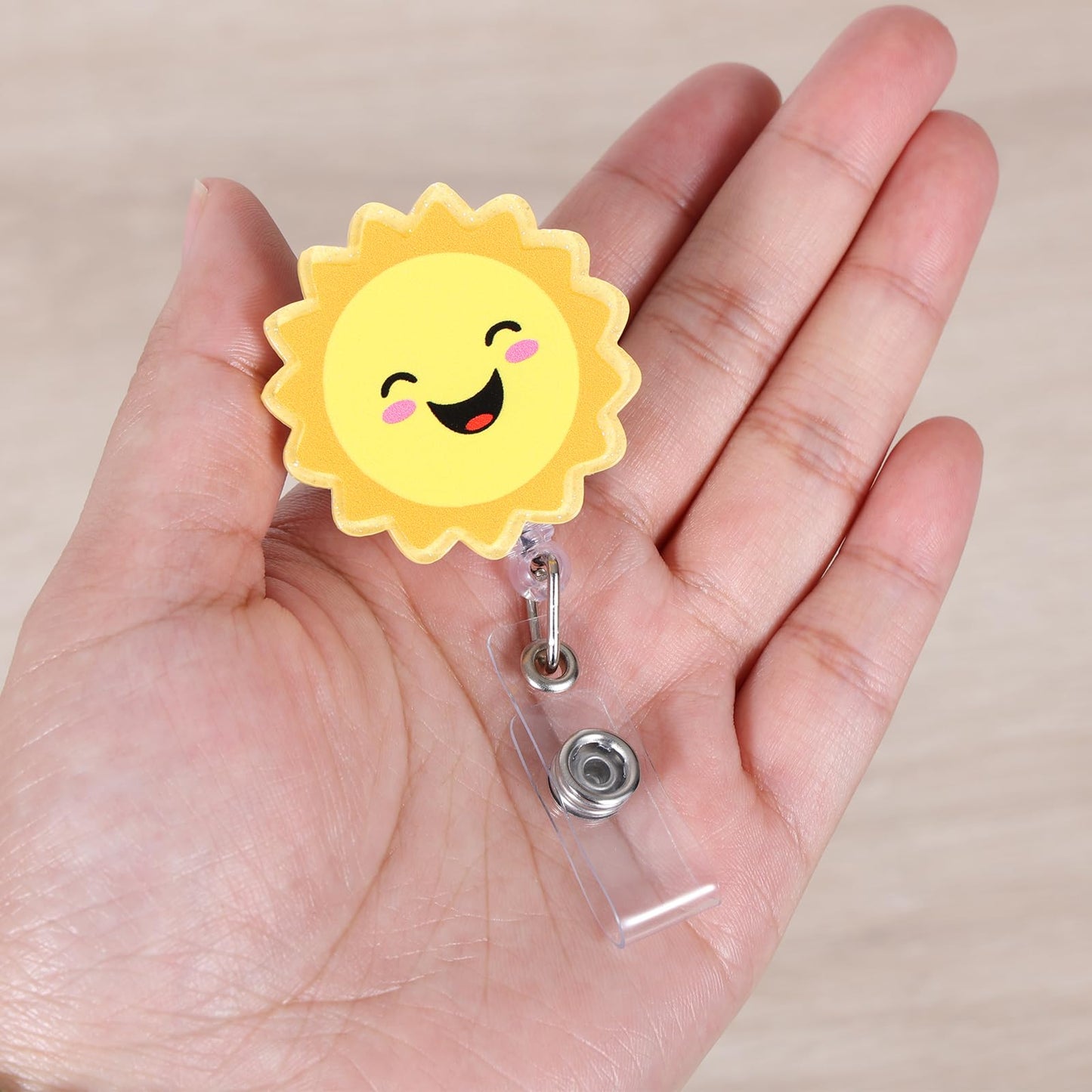 Funny Sun Nurse Badge Reel, Cute Happy Sunshine Retractable ID Pediatric Badge Holder, Name Tag Badge Buddy for RN LPN CNA MA Peds Surg OB/GYN Nurse Nursing Student Teacher Medical Social Worker Gifts