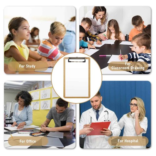 WOPPLXY 40 Pcs Mini Clipboards, 6" x 9" Small Clipboards Bulk, Wood Hardboard with Low Profile Clip, A5 Memo Size Clip Boards, Mini Wooden Clipboard for Home, Office, School Classroom Supplies, Brown