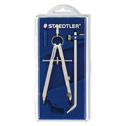 Staedtler Mars Comfort, Professional Drafting, Drawing Compass with Extension Arm, Draws Circles up to 19.5 Inch Diameter, Spring Bow Compass with Center Adjuster Wheel, 551 02