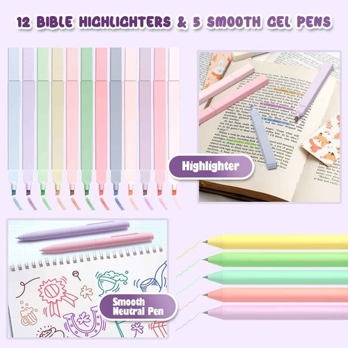 HUIJUTCHEN Bible Study Supplies 32 PCS Bible Journaling Kit with Pencil Case No Bleed Highlighters&Pens Sticky Notes Index Tab Bible Journaling Supplies for School Office Home