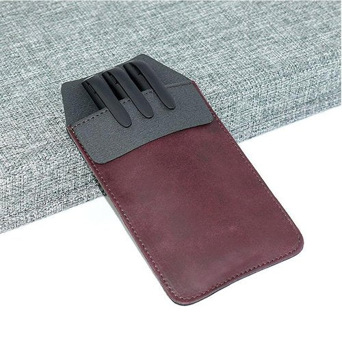 Pocket Protector, 2 Pieces PU Leather Pocket Pen Holder Organizer Pouch for Shirts Lab Coats Pants Pen Sleeve MultiPurpose Pen Pocket Holds Pens Pointers Pencils and Notes Card (Wine Red , Brown)