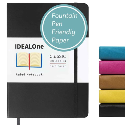 IDEALOne Black 10 pack, Hardcover Leather Journal Notebook Lined–A5(5.7 x 8),College ruled Journaling Notebooks,160 pages,100GSM Paper,Journal for Women,Men, Teens
