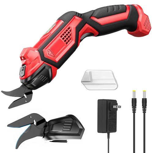 Electric Scissors with 2 Blades, 4.2V Cordless Fabric Shears Rechargeable Cloth Cutter, Power Shears for Sewing/Carpet/Leather/Rubber/Cardboard