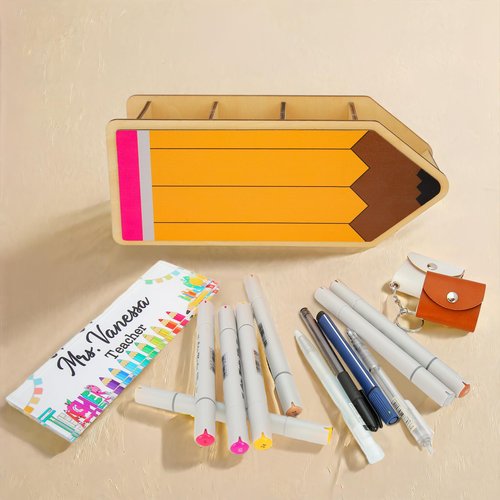 TINGKU Pen Holder Pencil Holder Wooden Desk Organizer Teacher Appreciation Gifts Back to School Decorations Office Organizer Classroom organization and storage Desk Caddy for Brushes Crayon