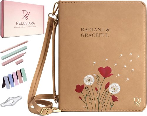 Regine Switzerland Bible Cover for Women - Durable PU Leather Case with Thumb Page Holder & Shoulder Strap | Elegant Christian Gift