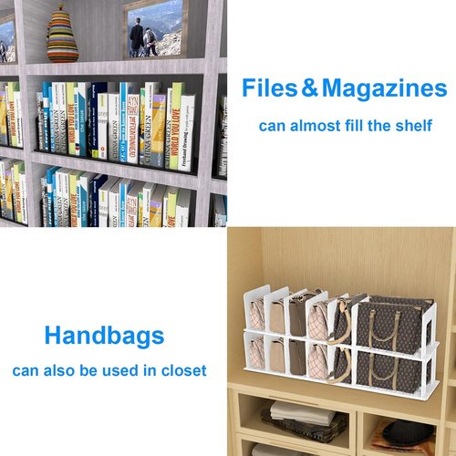 Skiennix Adjustable Vertical File Sorter - Sturdy Plastic Desktop Organizer | Expandable Pink File Holder