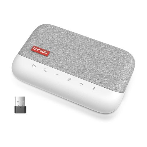NUROUM A15 Bluetooth Conference Speaker and Microphone, 360° Voice Pick up & Noise Canceling Computer Speakerphone with 4 MEMS Mics, Daisy Chain, w/Dongle, USB Plug & Play