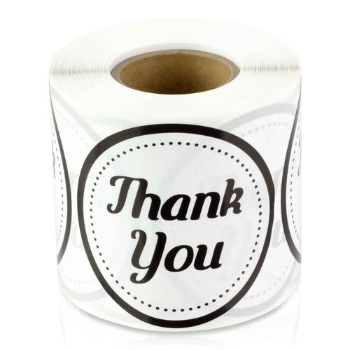 Thank You Stickers (2 inch, Round, Dot Black & White - 1200 Labels) Thank You Stickers for Small Business, Packaging Supplies, Envelope Mailer Seal, Business Boutiques, Retailers Gift & Wraping