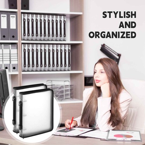 Teling 8 Pcs Zipper Binders with 3 Ring Zipper Binder, Refillable Plastic Clear File Organizer Planner for Projects, Assignments, Memos, School Work (2 Inch,White)
