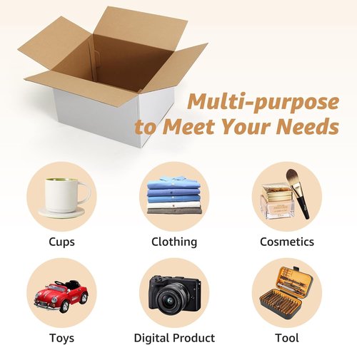 EXYGLO Shipping Boxes - 15 Pack White Corrugated Cardboard for Small Business | 12x10x8 Inches