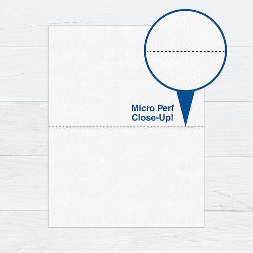 PrintWorks Professional Half Sheet Perforated Paper 8.5” x 11” - Perfect For W-2, 1099, & Statement Use - Made in the USA - 2500 Sheets - 20 lb - A5 Paper - Printer Compatible - White (04116C)