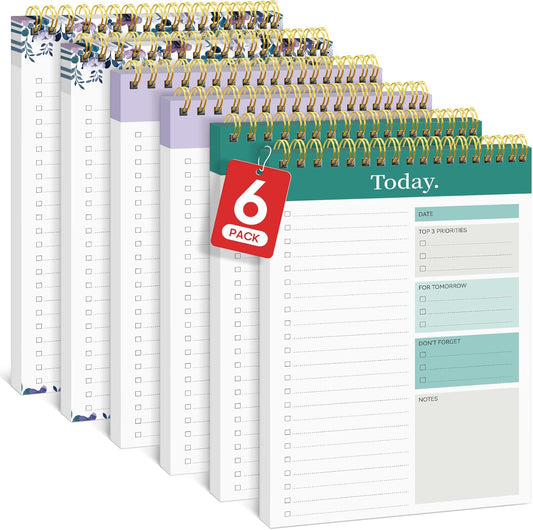 Taja To Do List Notepad - 6 Pack Undated Daily Planner with 52 Sheets | 9.8" x 6.5" for Work & Home